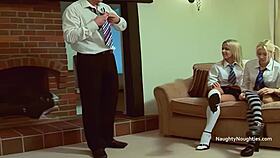 Four Babes In School Uniform Fucked In Turn