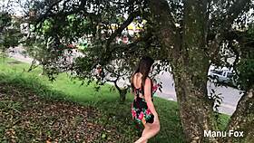 Manu Fox Caught Naked On Train Tracks Masturbating Her Pussy For Voyeur Pornstar Video