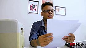 Young tattooed teen fucks boss anal