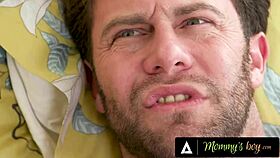 Mommy's Boy: Petite Redhead Lumi Ray Catches Stepmom Jamie Michelle Deepthroating Her Boyfriend