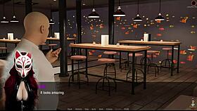 Kate plays in cartoon cosplay game outdoors