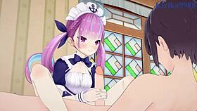 minato aqua and ookami mio have intense sex in this hololive hentai