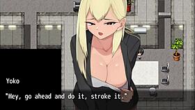 Nympho Village Part 3: Cumming on Girl's Thighs in Public with Big Tits and Monster Cock