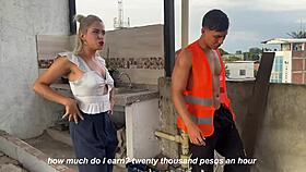 Builder Fucks Boss's Blonde Wife On Outdoor Deck - Ann Rides & Angel Cruz