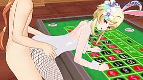 paimon and lumine riding aether's big cock in intense genshin impact hentai creampie