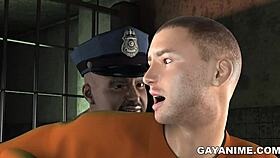 3D cartoon prisoner takes it hard in the ass from a chubby black cop.