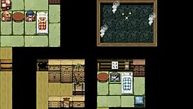 in the hentai game, tanned natsuki gives a handjob to a married guy in the bathroom.