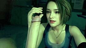 Jill Valentine cosplay handjob in uncensored hentai