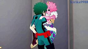 Mina Ashido And Momo Yaoyorozu Fuck Izuku Midoriya In My Hero Academia Hentai