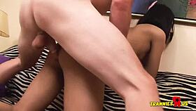 Asian Shemale With Small Tits Takes White Cock