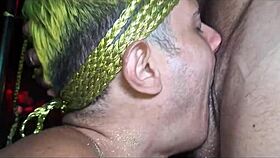 Fantasy party with several handsome guys in public