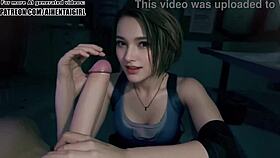 Jill Valentine cosplay handjob in uncensored hentai