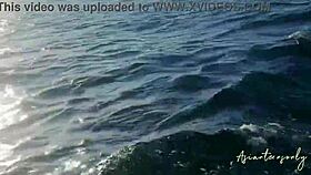 Skinny Asian babe gets pussy cumshot after jet ski fun.