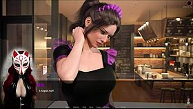 Kate plays in cartoon cosplay game outdoors