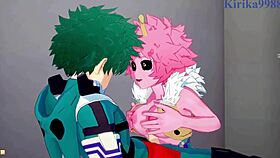 Mina Ashido And Momo Yaoyorozu Fuck Izuku Midoriya In My Hero Academia Hentai