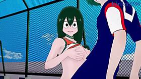 tsuyu asui and kyoka jiro and izuku midoriya intense sex - my hero academia hentai