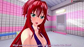 rias gremory in see through bikini in bathroom