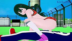 tsuyu asui and kyoka jiro and izuku midoriya intense sex - my hero academia hentai