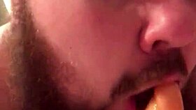 young gay chub sucks and rides dildo