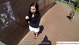 Blonde teen bent over for outdoor doggystyle