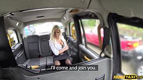 Busty Blonde Agent Fucked in Cab