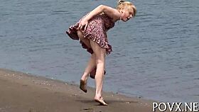 a powerful guy engages in an intense activity with a wet area