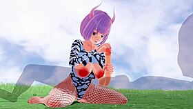 3d hentai girl, suck on these big tits in fishnet?