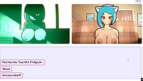 Camgirl masturbates to exposed tits in hentai