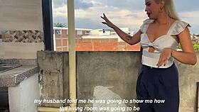 Builder Fucks Boss's Blonde Wife On Outdoor Deck - Ann Rides & Angel Cruz