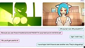 Camgirl masturbates to exposed tits in hentai