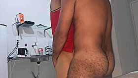 Pizza guy arrives during gay bareback sex in hotel.