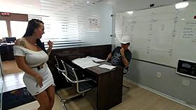 Sex on the engineering desk with anal and creampie