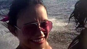 Skinny Asian babe gets pussy cumshot after jet ski fun.