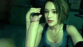 Jill Valentine cosplay handjob in uncensored hentai