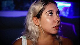 Beautiful horny blonde expresses her passion by sucking cock on webcam.