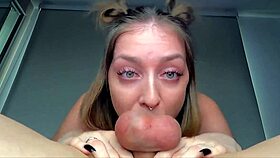 step sister handles deep face fucking with ease, swallowing every drop