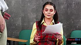 Wow, college fem lady teases nympho teacher after class!