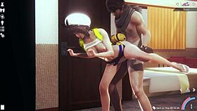 Anime couple's intense back fucking in 3D hentai