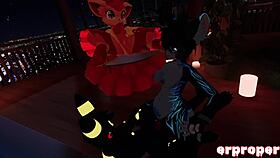 yo, vrchat vulpix gets cuckolded by umbreon and furry in wild anime scene