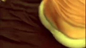 he pumps his cock hard, then slams my tits and unloads in my mouth