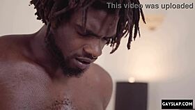 Hot black gay bodybuilder takes muscular french cock bareback