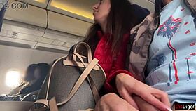dude, risky public jerking off on a plane packed with people... insane dick flashing!