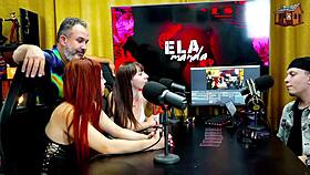 gih places redhead on table to show her features during podcast