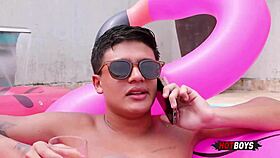 The naughty young guy gets his ass fucked by a big cock amateur