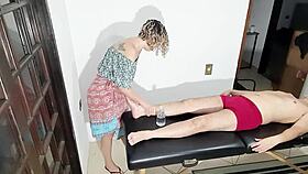 during the massage he rips clothes and fucks the masseuse on the desk