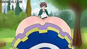 Does Aqua Seduce Kazuma in Short Skirt Hentai?