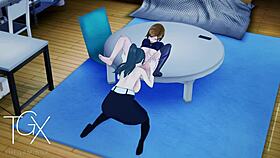 anime gaming nobara and maki sex lesbian jujutsu hentai yuri, in sexy outfits.