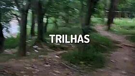 Caught in Forest, Brazilian Crossdresser Bangs Strangers Bareback