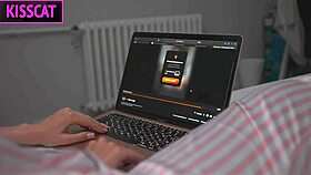 step son distracts step mom, she gives hand job but they fuck in dorm bed