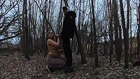 blonde wife sucks cock outdoors in the park 😍